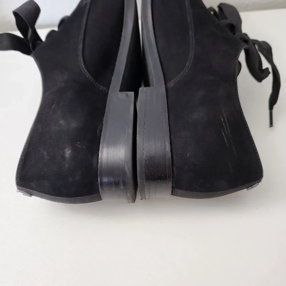 VIONIC Evelyn Oxford Shoes Womens 8.5 Black Suede Leather Ribbon Laces Derby